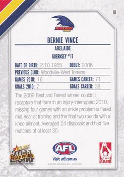 2011 Select AFL Champions #10 Bernie Vince Back